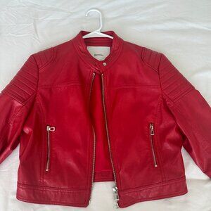 Bershka Red Biker Jacket (Faux Leather)